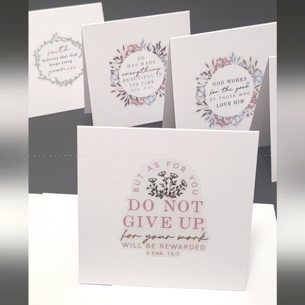 Inspirational Quote Cards/ White and Pastel Colors. 6 Pack, 6 Envelopes (12 Pcs)